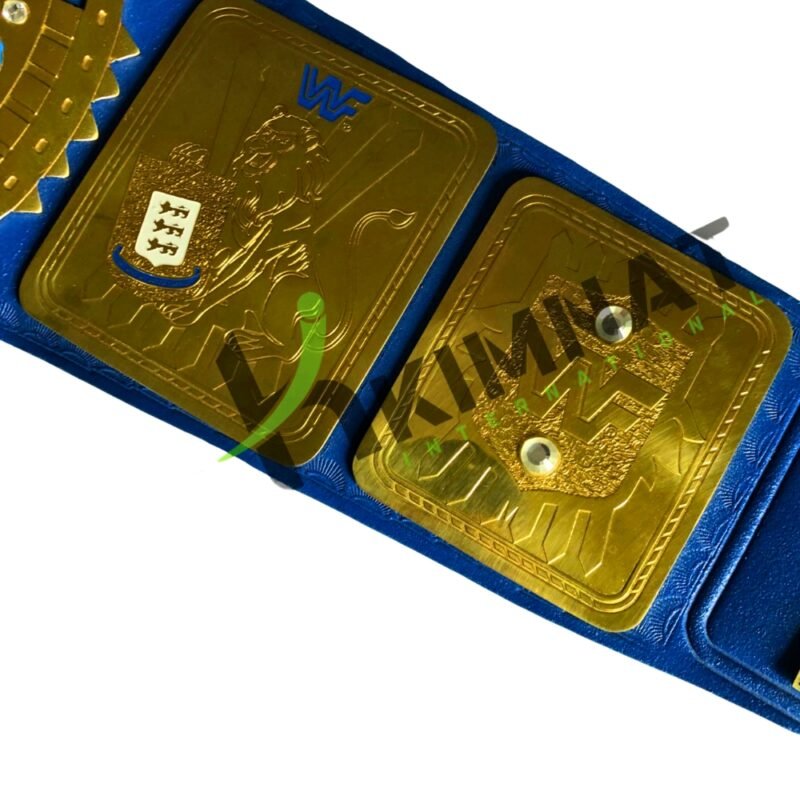 WWF Big Eagle World Heavyweight Blue Leather Wrestling Championship Replica Title Adult Size Belt - Image 7