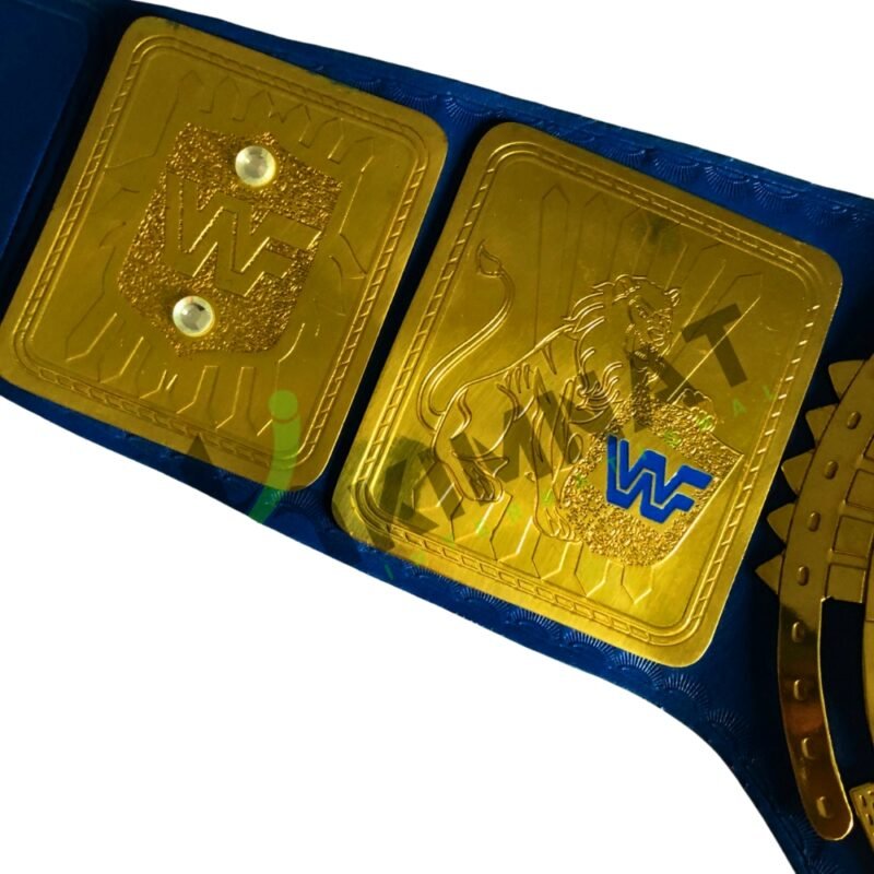 WWF Big Eagle World Heavyweight Blue Leather Wrestling Championship Replica Title Adult Size Belt - Image 3