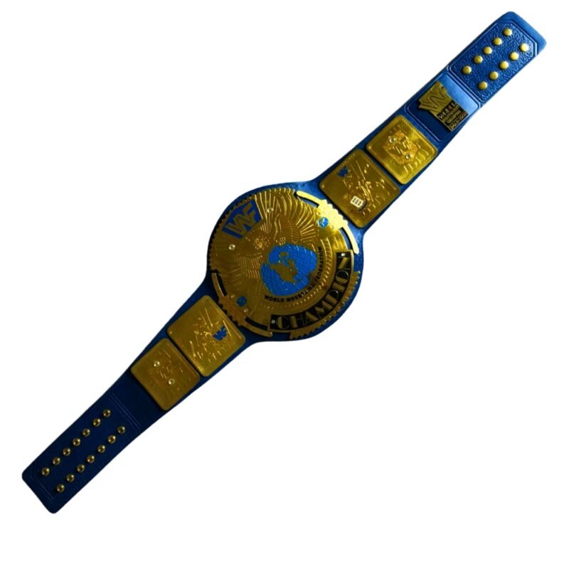WWF Big Eagle World Heavyweight Blue Leather Wrestling Championship Replica Title Adult Size Belt - Image 2