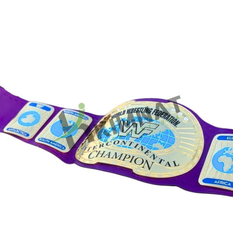 WWF Oval Intercontinental Wrestling Championship Title Replica Adult Size Belt - Image 2