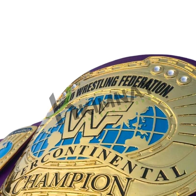 WWF Oval Intercontinental Wrestling Championship Title Replica Adult Size Belt - Image 4