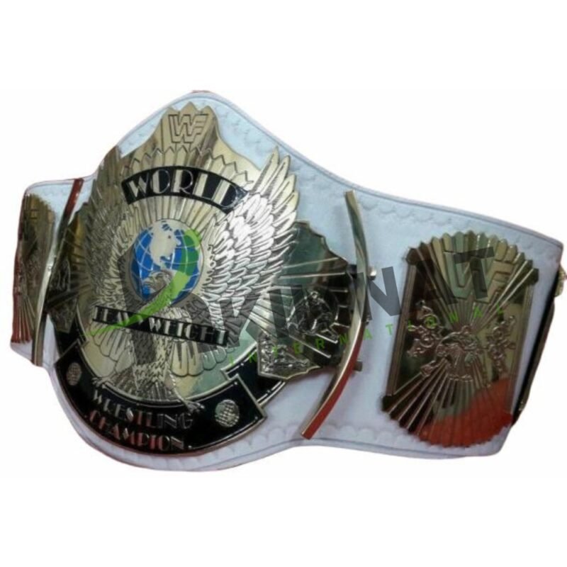 WWF Winged Eagle Championship Belt Adult Size Replica White Leather - Image 3