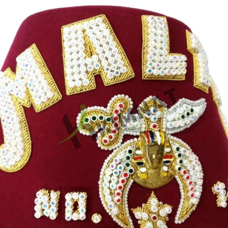 Masonic Shriner's Custom Fez Hat Personalized Lodge Name & Number With Embroidery Rows Option - Image 2