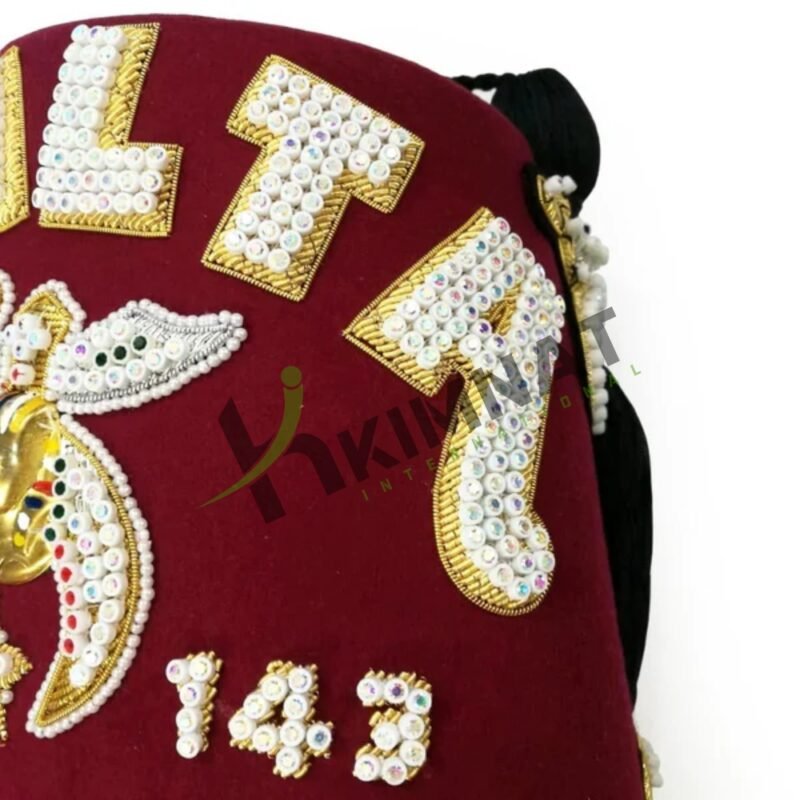 Masonic Shriner's Custom Fez Hat Personalized Lodge Name & Number With Embroidery Rows Option - Image 3