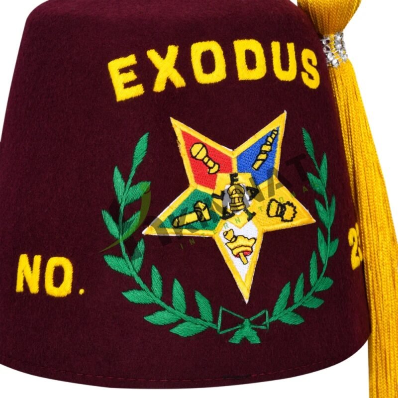 Order Of AMARANTH Custom Fez Hat Personalized Lodge Name & Number Hand Embroidered - Image 2