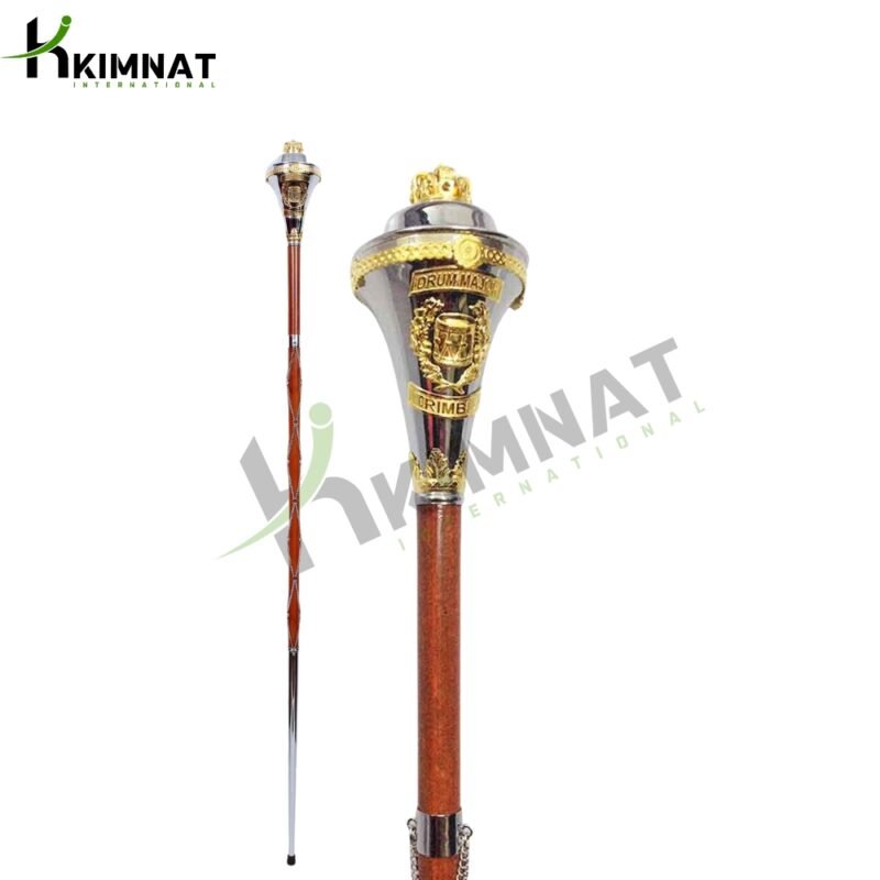 Personalized Drum Major Mace with Custom Name Engraving Scrolls And Crown