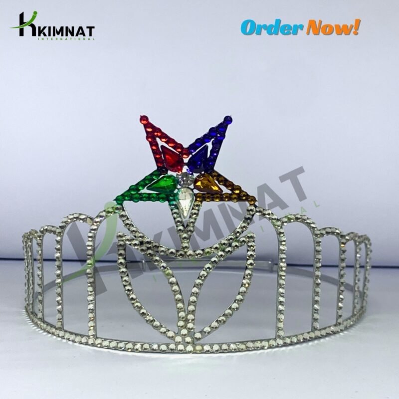 Order OF Eastern Star Masonic OES Silver Tone Adjustable Crown Decorated With Beautiful Rhinestones and Free Crown Case
