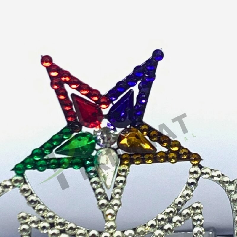 Order OF Eastern Star Masonic OES Silver Tone Adjustable Crown Decorated With Beautiful Rhinestones and Free Crown Case - Image 5