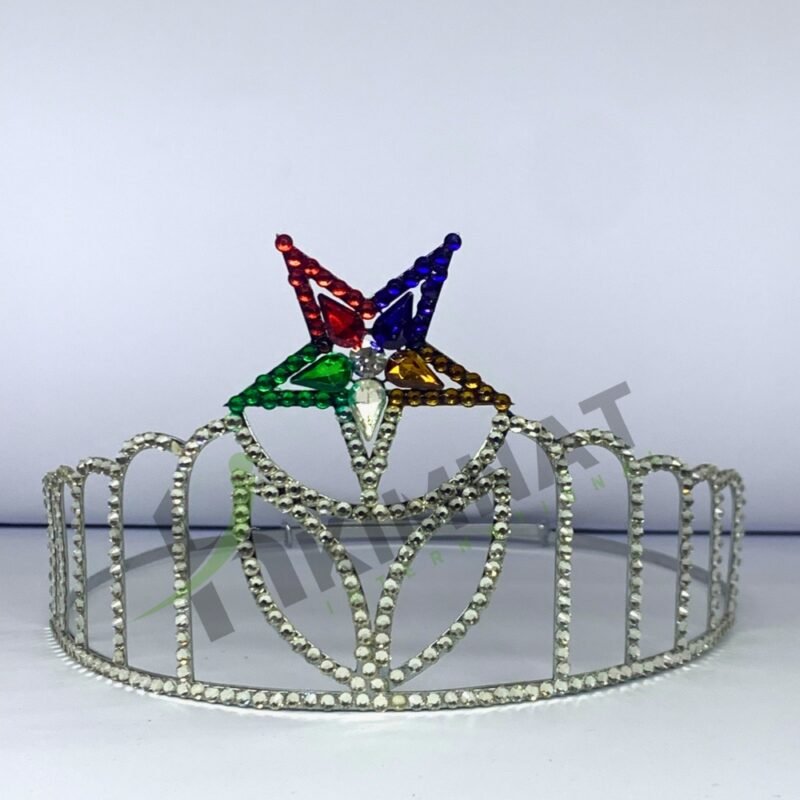 Order OF Eastern Star Masonic OES Silver Tone Adjustable Crown Decorated With Beautiful Rhinestones and Free Crown Case - Image 3