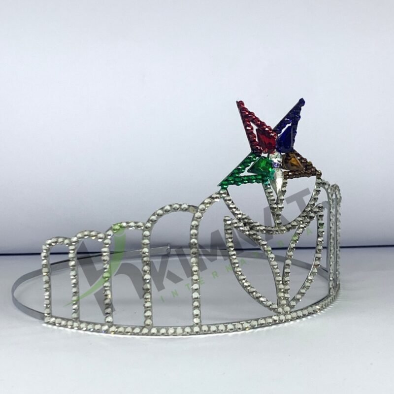 Order OF Eastern Star Masonic OES Silver Tone Adjustable Crown Decorated With Beautiful Rhinestones and Free Crown Case - Image 2